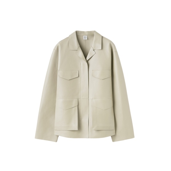 Totême Army leather jacket in Peanut - Jackets - Scandinavian Minimalist Luxury at Luxury Shoes 