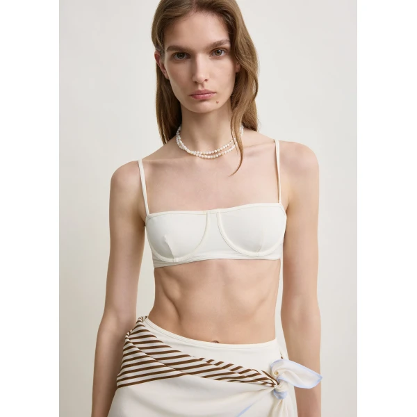 Toteme Balconette bikini top in Ecru, view 5