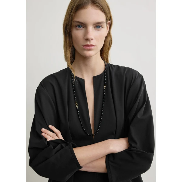 Toteme Balloon sleeve cotton dress in Black, view 5