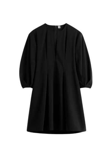 Totême Balloon sleeve cotton dress in Black - Dresses - Scandinavian Minimalist Luxury at Luxury Shoes 