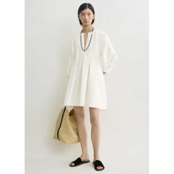 Toteme Balloon sleeve cotton dress in White, view 2
