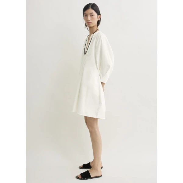 Toteme Balloon sleeve cotton dress in White, view 3