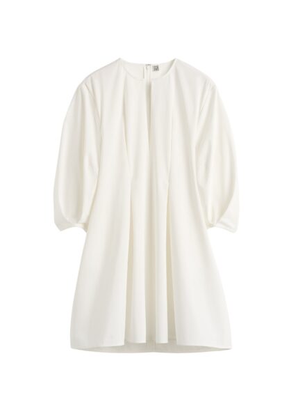 Totême Balloon sleeve cotton dress in White - Dresses - Scandinavian Minimalist Luxury at Luxury Shoes 