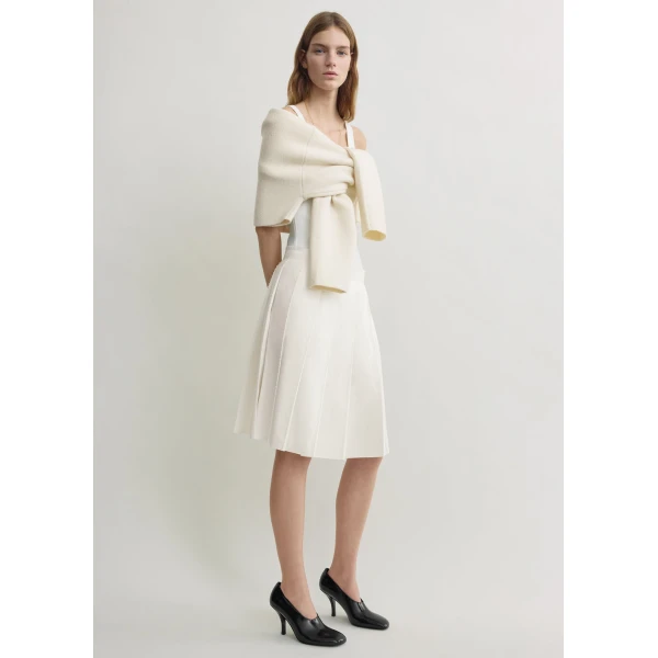 Toteme Beaded pleat skirt in White, view 3