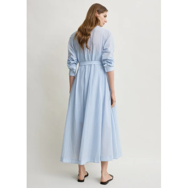 Toteme Belted cotton voile dress in Sky, view 4