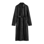 Toteme Belted leather coat in Black