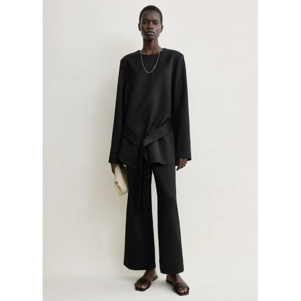 Toteme Belted satin tunic in Black, view 2