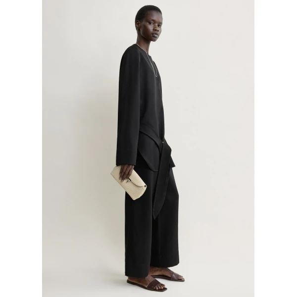 Toteme Belted satin tunic in Black, view 3