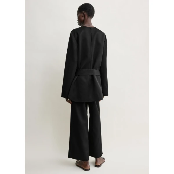Toteme Belted satin tunic in Black, view 4