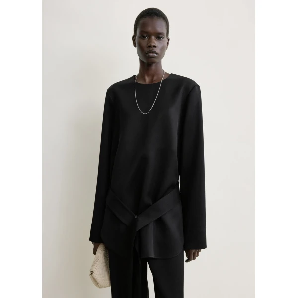 Toteme Belted satin tunic in Black, view 5