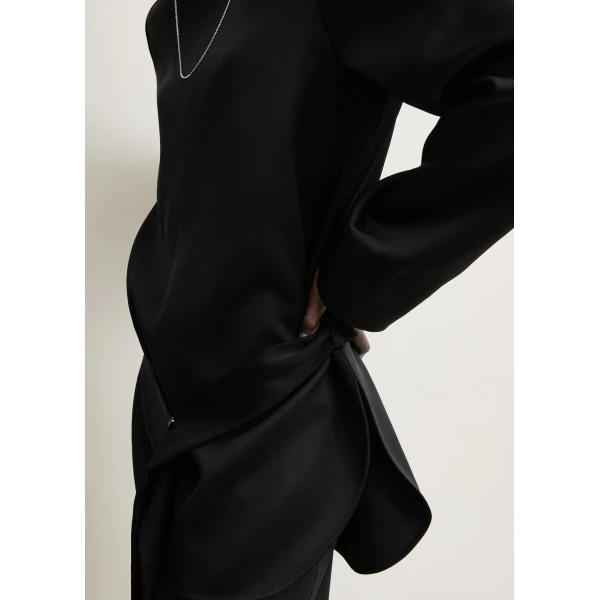 Toteme Belted satin tunic in Black, view 6