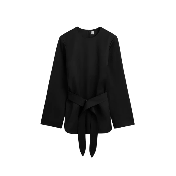 Toteme Belted satin tunic in Black