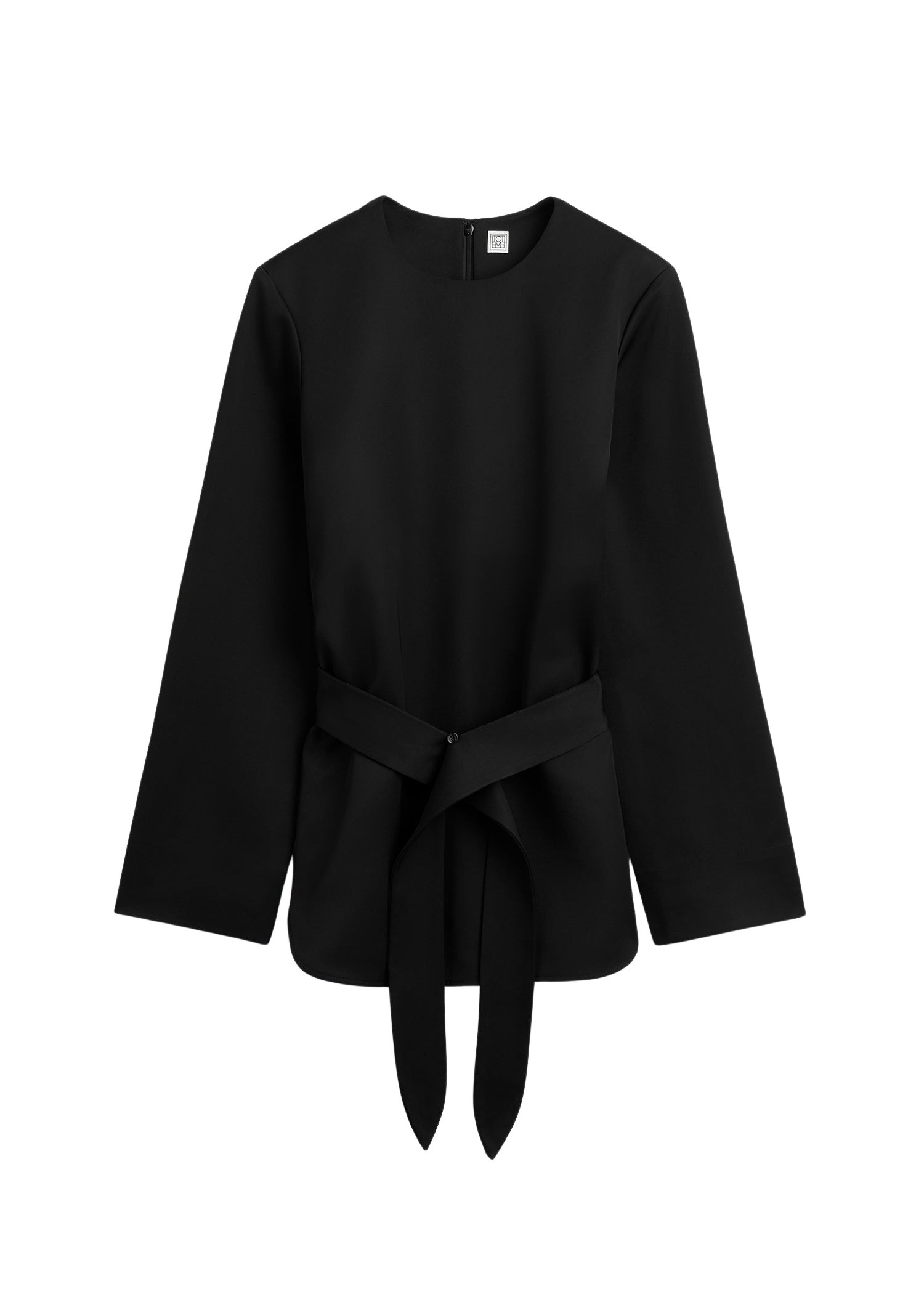 Totême Belted satin tunic in Black - Tops - Scandinavian Minimalist Luxury at Luxury Shoes 