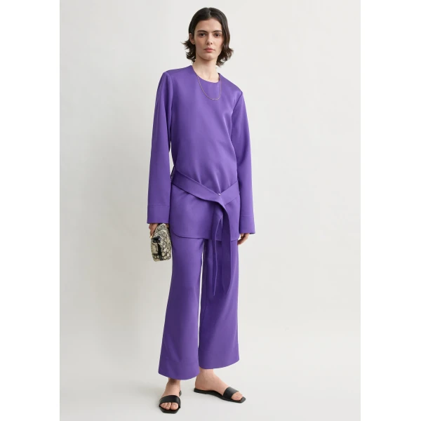 Toteme Belted satin tunic in Violet, view 2