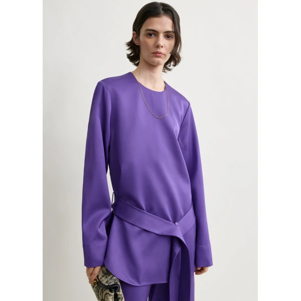 Toteme Belted satin tunic in Violet, view 5