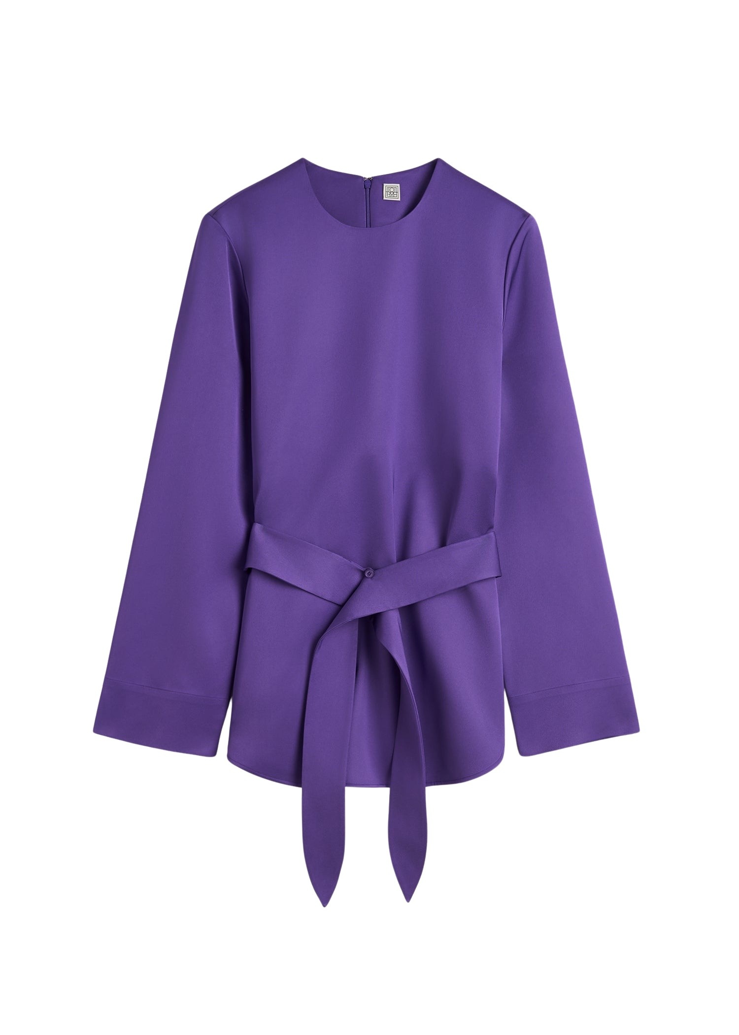 Totême Belted satin tunic in Violet - Tops - Scandinavian Minimalist Luxury at Luxury Shoes 