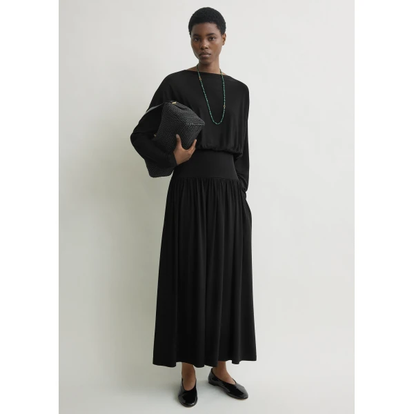 Toteme Boatneck jersey dress in Black, view 2