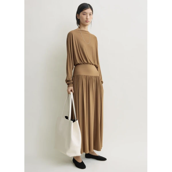 Toteme Boatneck jersey dress in Nutmeg, view 2