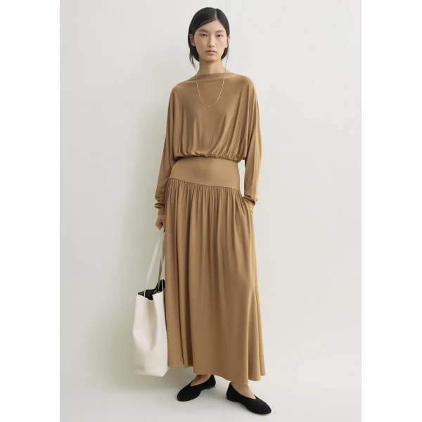 Toteme Boatneck jersey dress in Nutmeg, view 3
