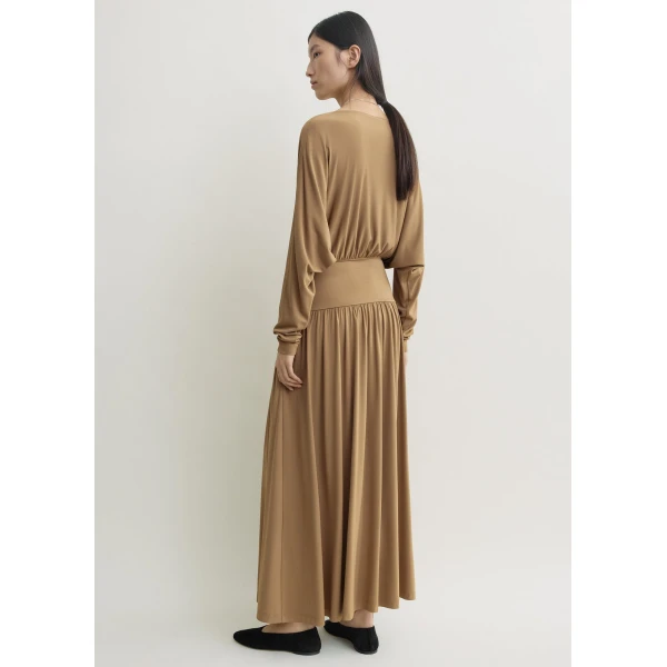 Toteme Boatneck jersey dress in Nutmeg, view 4