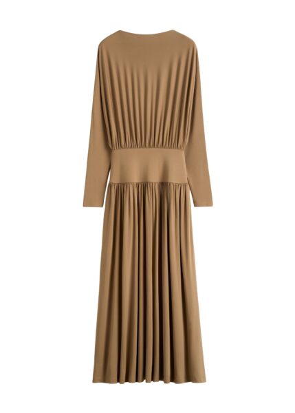 Totême Boatneck jersey dress in Nutmeg - Dresses - Scandinavian Minimalist Luxury at Luxury Shoes 
