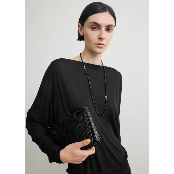 Toteme Boatneck jersey top in Black, view 2