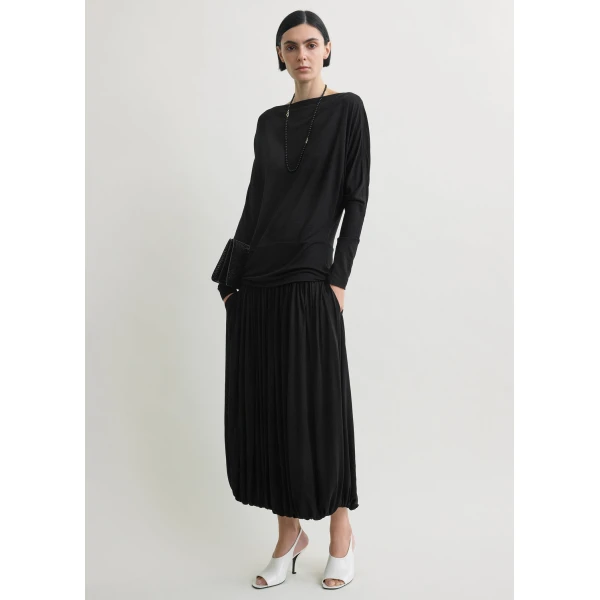 Toteme Boatneck jersey top in Black, view 3