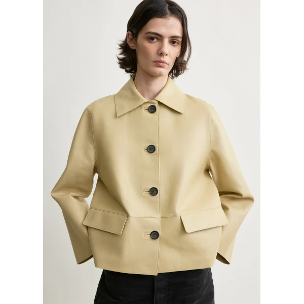 Toteme Bonded leather jacket in Chai, view 5
