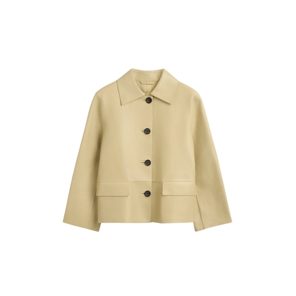 Totême Bonded leather jacket in Chai - Jackets - Scandinavian Minimalist Luxury at Luxury Shoes 