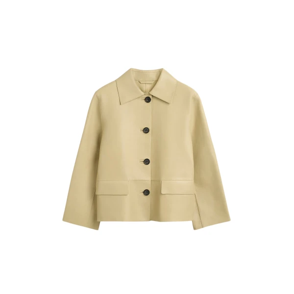 Toteme Bonded leather jacket in Chai