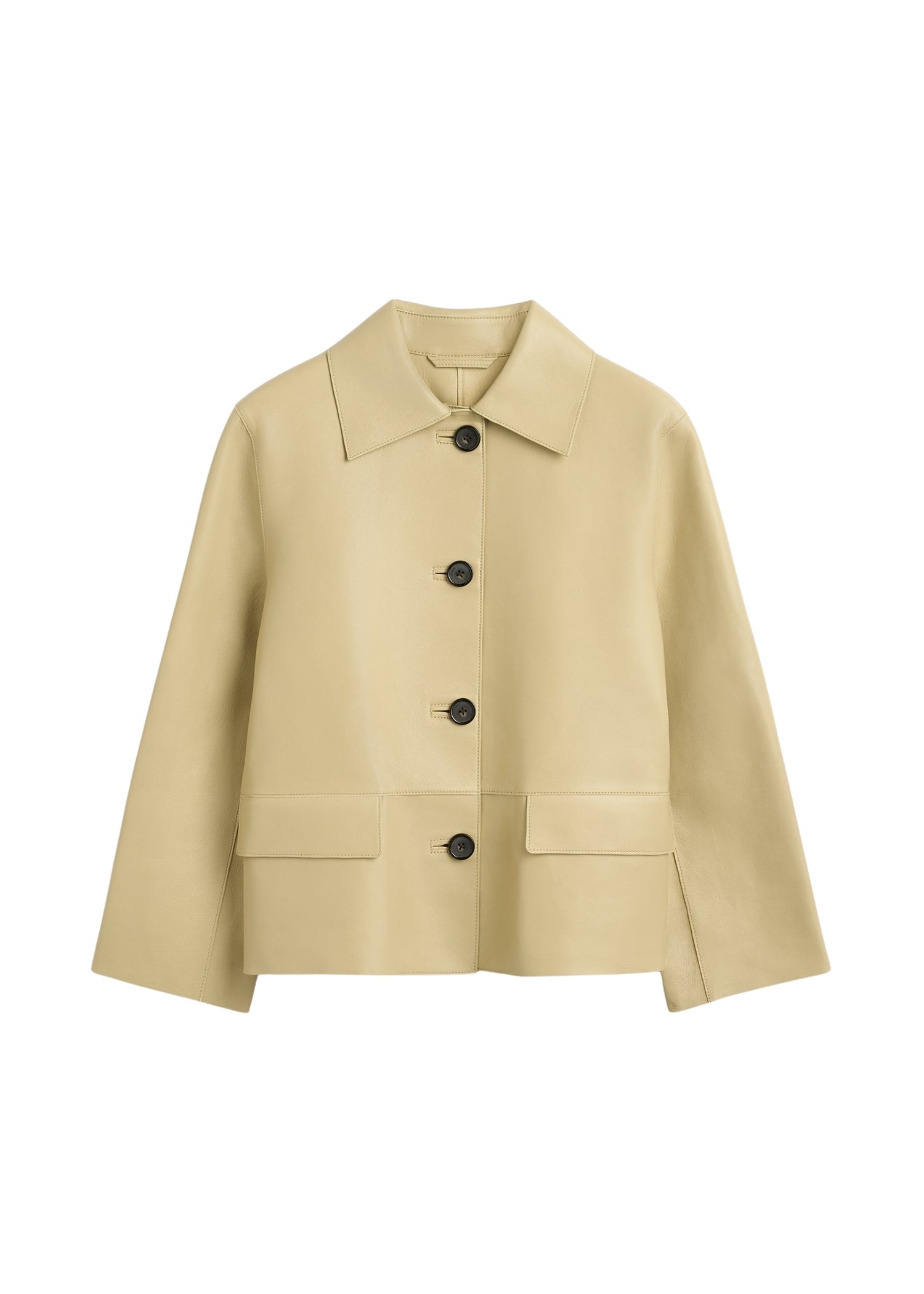 Totême Bonded leather jacket in Chai - Jackets - Scandinavian Minimalist Luxury at Luxury Shoes 