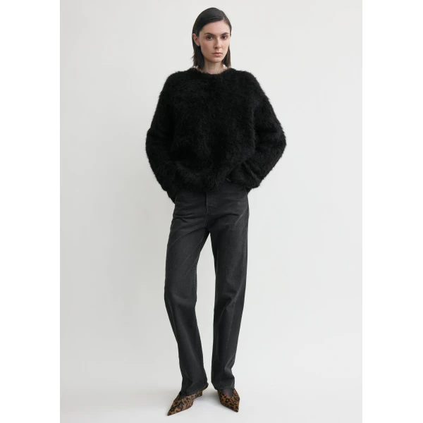 Toteme Boxy alpaca knit in Black, view 2