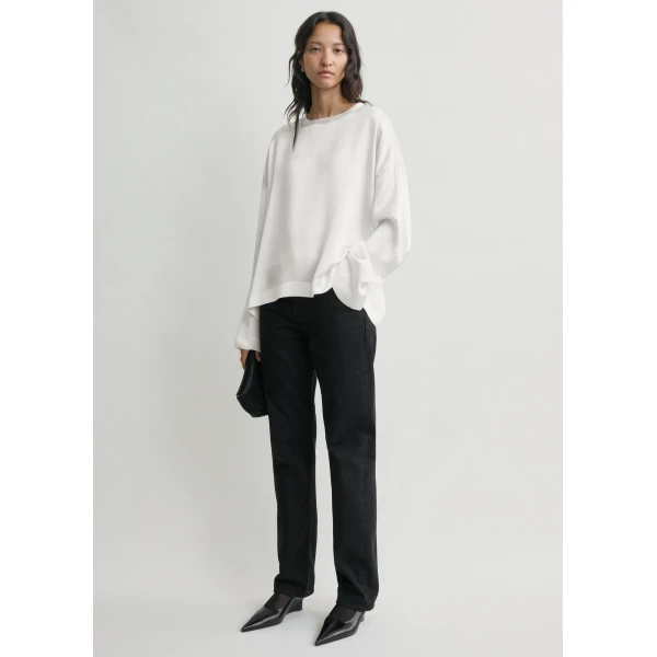 Toteme Boxy satin top in White, view 3