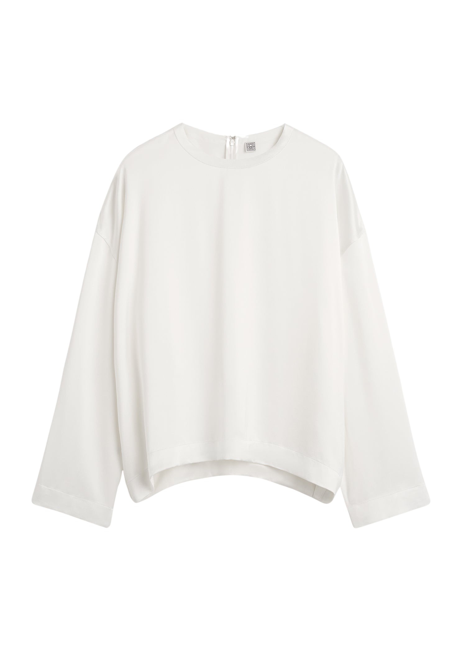 Totême Boxy satin top in White - Tops - Scandinavian Minimalist Luxury at Luxury Shoes 