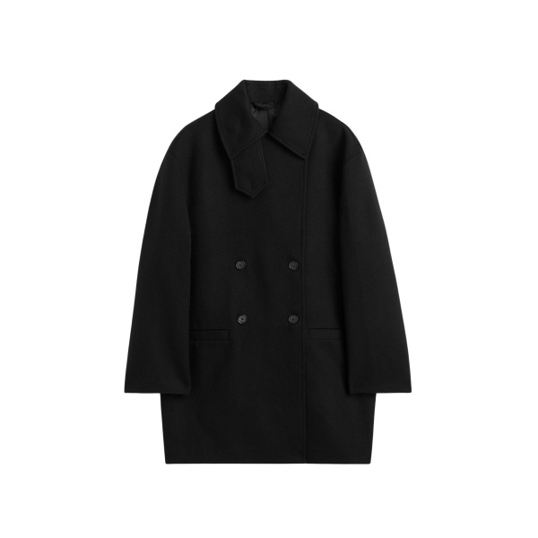 Totême Broad peacoat in Black - Jackets - Scandinavian Minimalist Luxury at Luxury Shoes 