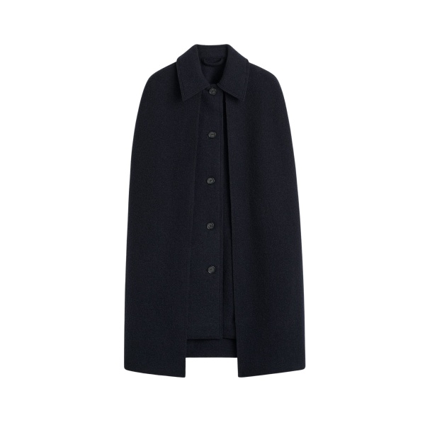 Totême Cape coat in Navy - Jackets - Scandinavian Minimalist Luxury at Luxury Shoes 