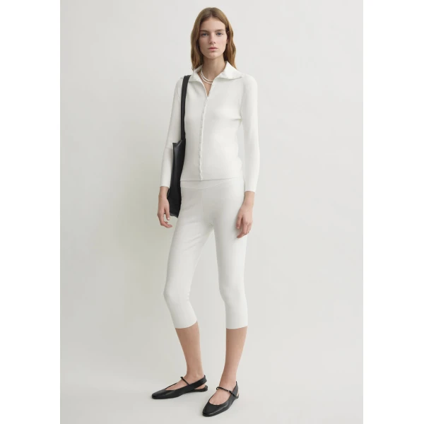 Toteme Capri knit leggings in Off-white, view 2