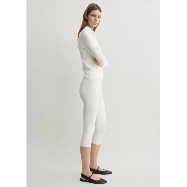 Toteme Capri knit leggings in Off-white, view 3