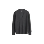 Toteme Cashmere v-neck knit charcoal in Charcoal melange