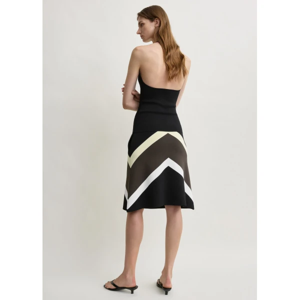 Toteme Chevron stripe skirt in Black / Green, view 4