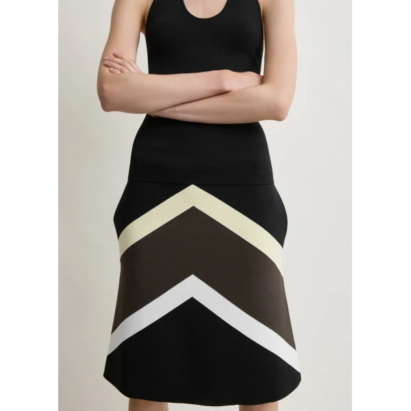 Toteme Chevron stripe skirt in Black / Green, view 5
