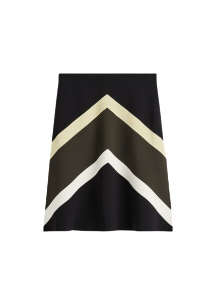 Totême Chevron stripe skirt in Black / Green - Skirts - Scandinavian Minimalist Luxury at Luxury Shoes 
