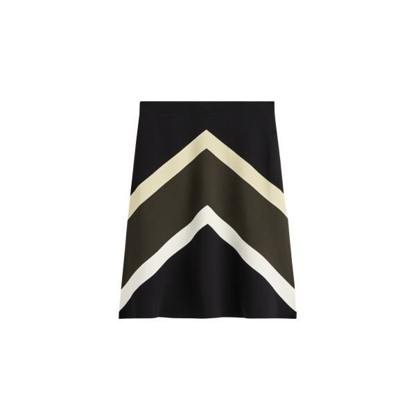 Totême Chevron stripe skirt in Black / Green - Skirts - Scandinavian Minimalist Luxury at Luxury Shoes 