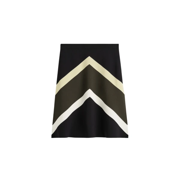 Toteme Chevron stripe skirt in Black / Green