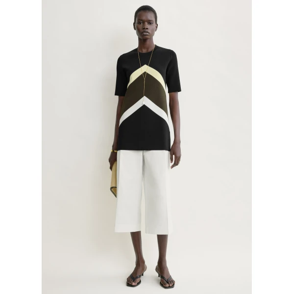 Toteme Chevron stripe tee in Black / Green Knit, view 2