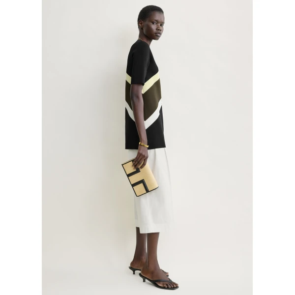 Toteme Chevron stripe tee in Black / Green Knit, view 3