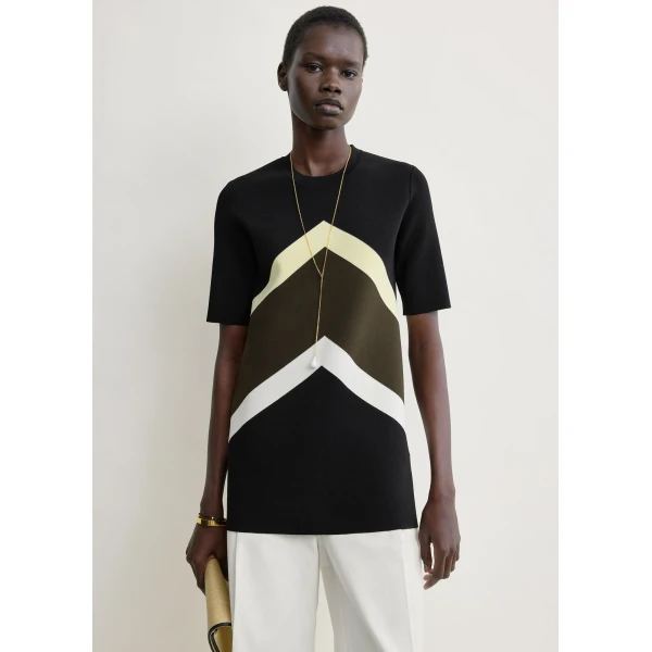 Toteme Chevron stripe tee in Black / Green Knit, view 5
