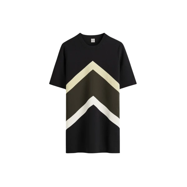 Toteme Chevron stripe tee in Black / Green Knit