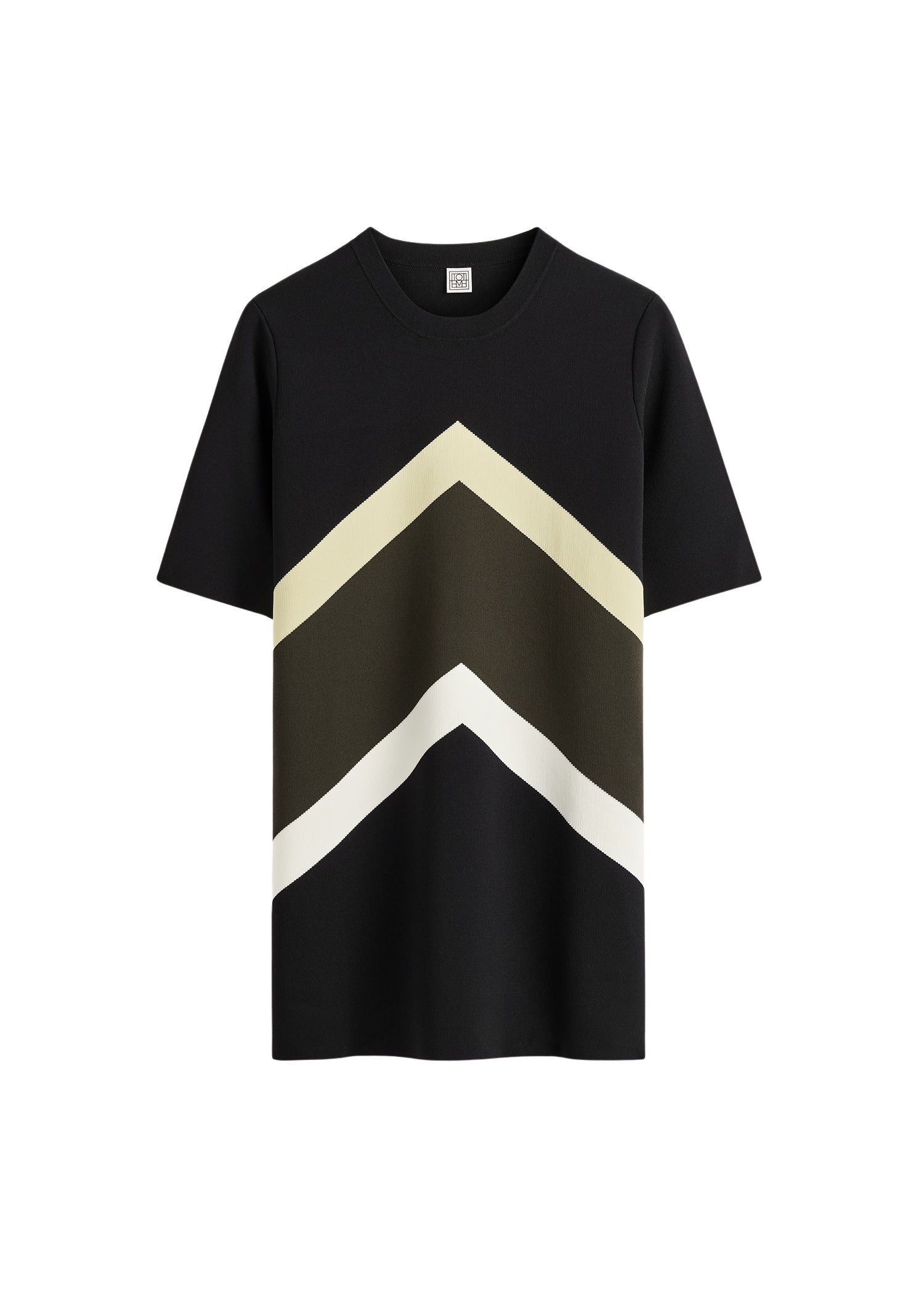 Totême Chevron stripe tee in Black / Green - Knitwear - Scandinavian Minimalist Luxury at Luxury Shoes 