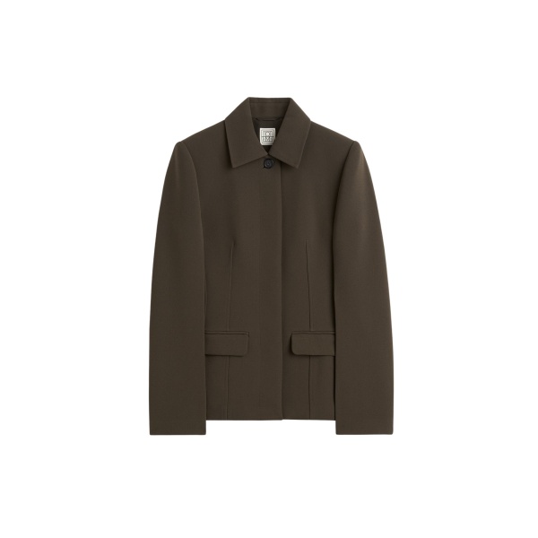 Totême Cinched pocket jacket in Bark - Jackets - Scandinavian Minimalist Luxury at Luxury Shoes 